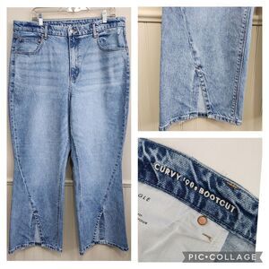 AMERICAN EAGLE Curvy‎ '90s Bootcut Jeans Split Hem Seam Light Wash SZ 18S Short